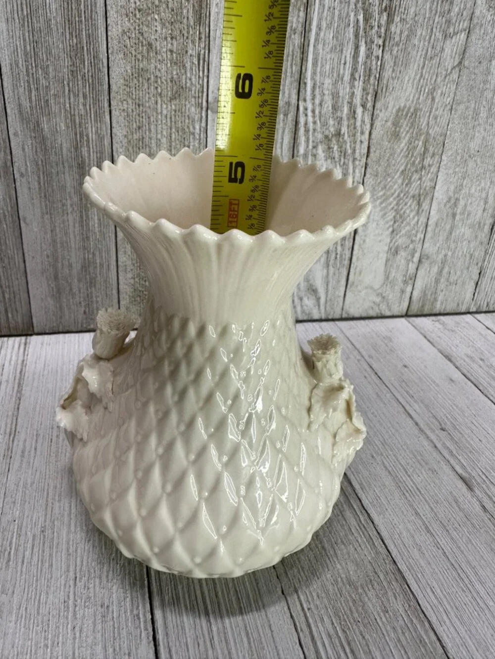 Vtg Belleek Irish Porcelain Thistle Vase 5th Green Mark MCM #0857 5